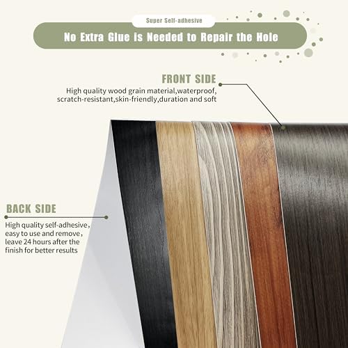 Besezx Wood Grain Tape, 2.4" X15', Self Adhesive Wood Grain Repair Patch - Image 6