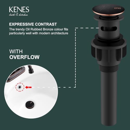 KENES Oil Rubbed Bronze Pop Up Bathroom Sink Drain Assembly - Image 3