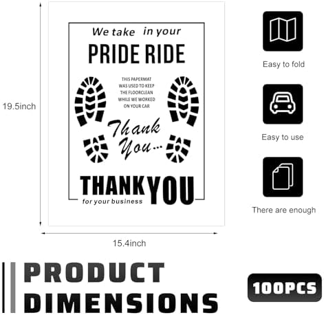 100 PCS Paper Floor Mats for Cars, 15.4 x 19.5 Inch Disposable Floor Protective - Image 2