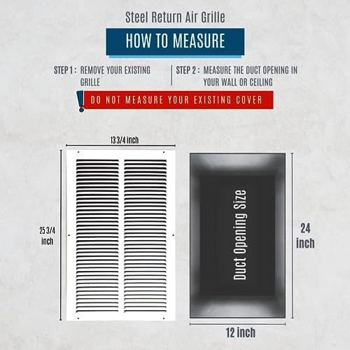 Fits 12x24 Duct Opening | Steel Return Air Grille by Handua | Vent Cover Grill - Image 3