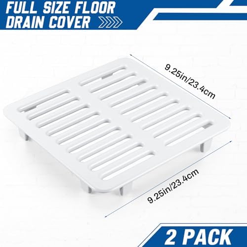 2 Pcs Cast Iron Porcelain Grate Floor Drain Cover 9-1/4" W x 9-1/4" L x 1-1/4h - Image 2