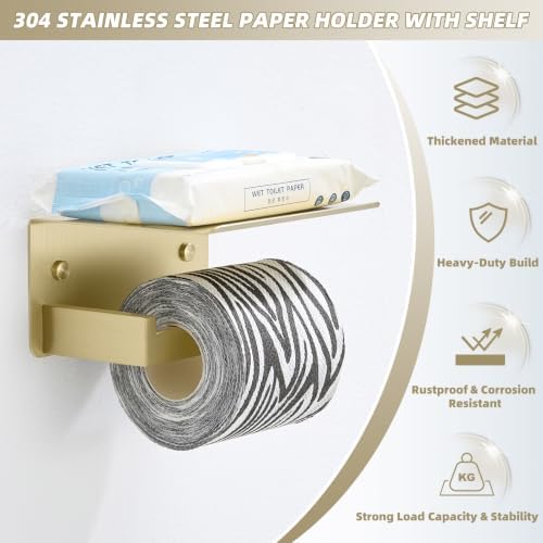APLusee Brushed Gold Toilet Paper Holder - Image 7