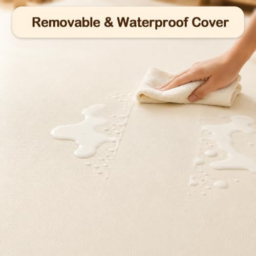 Vegan Leather Baby Play Mat, 79x59 Thick Cushioned Waterproof Playpen Mat - Image 4