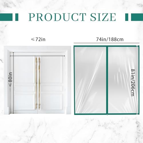 Amylove Zipper 72 x 80 Inch Dust Barrier Door Kit 6 x 6.7 ft Temporary Wall - Image 2
