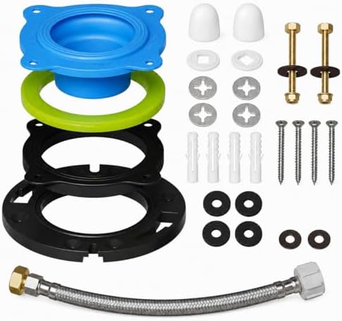 Toilet Flange Repair Kit with 16in Hose and Wax-Free Seal by Home