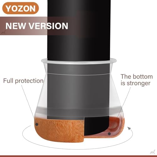 YOZON Chair Leg Floor Protectors Felt Furniture Pads Silicone Caps - Image 4