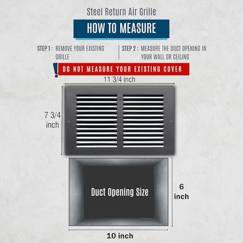 Fits 10x6 Duct Opening | Steel Return Air Grille by Handua | Vent Cover Grill - Image 3