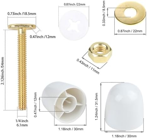 2 Pack Toilet Bolts and Caps, Toilets Bowl to Floor Bolts Kits - Image 2