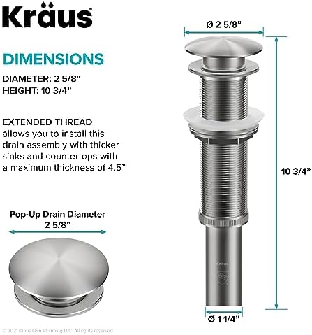 KRAUS Pop-Up Drain in Chrome - Image 3