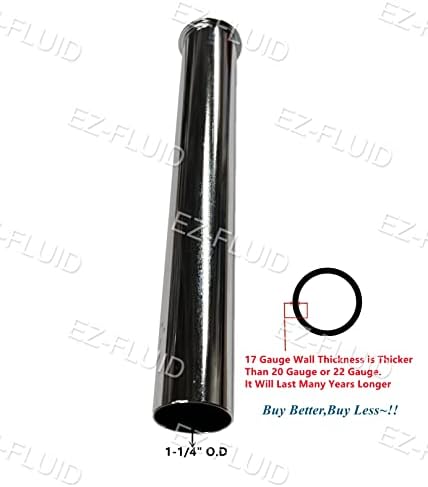 EZ-FLUID Heavy Duty Commercial Grade 17GA Chrome Brass Tubular 1-1/4" x 9" - Image 2