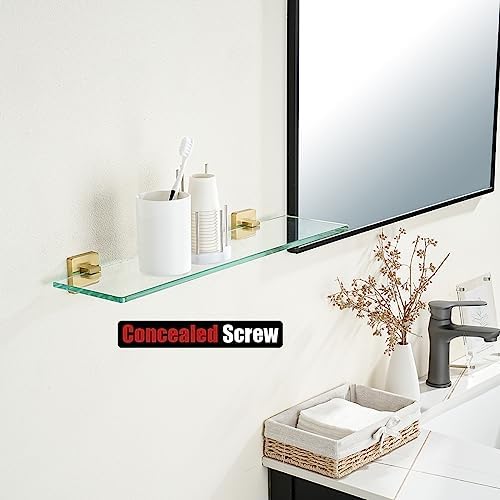 JQK Bathroom Glass Shelf, Floating Tempered Glass Shower Storage 24 by 5 inches - Image 5