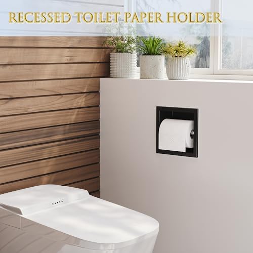 Neodrain Matte Black Recessed in Wall Toilet Paper Holder - Image 6