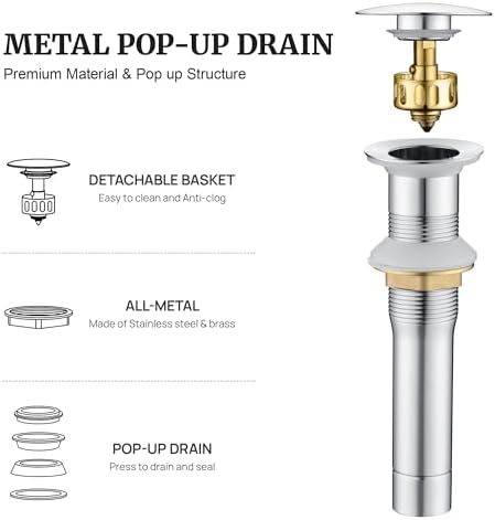 Ultimate Unicorn Pop up Sink Drain, Without Overflow Hole - Image 2