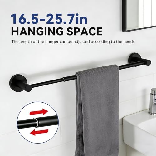 5Pcs Bathroom Hardware Set, Matte Black Bathroom Accessories Set - Image 2