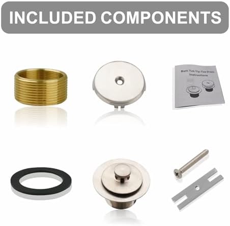 WELSAN Brushed Nickel Bathtub Drain and 1 Hole Overflow Kit, Bath Tub Drain - Image 6