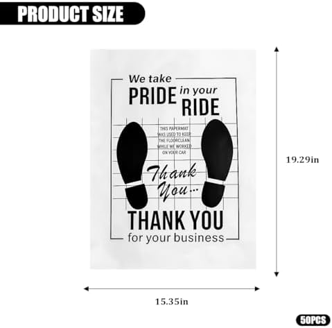 50PCS 16 x 20 Car Paper Floor Mat, Disposable Kraft Paper Vehicle Floor Foot - Image 2