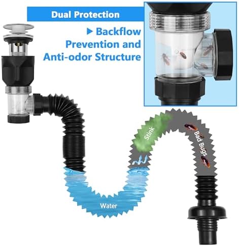 Bathroom Sink Drain Kit, with Flexible Expandable P-Trap Sink Drain Pipe - Image 4