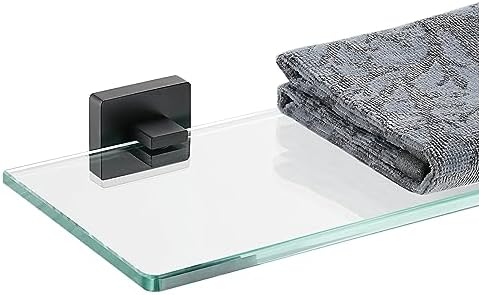 JQK Bathroom Glass Shelf Black, Tempered Glass Shower Storage 20 by 5 inches by Homeimprovement
