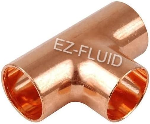 EZ-FLUID 2" Copper Tee, C X C LF Sweat Solder Tee, Pressure Copper Fittings by EZ-FLUIDPlumbingProducts
