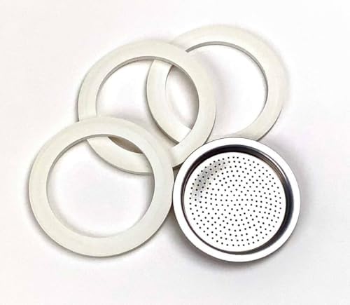 Tredoni 3 Silicone Seals/Rings+Filter -Replacement- Sizes 1, 14 Cup Espresso - Image 3