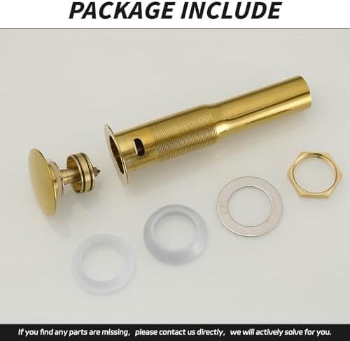 BWE One-Piece Pop-Up Sink Drain, Brushed Gold, - Image 6