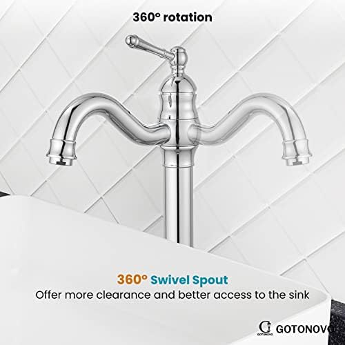 gotonovo Vintage Bathroom Vessel Sink Faucet, Polish Chrome, No Drain - Image 5
