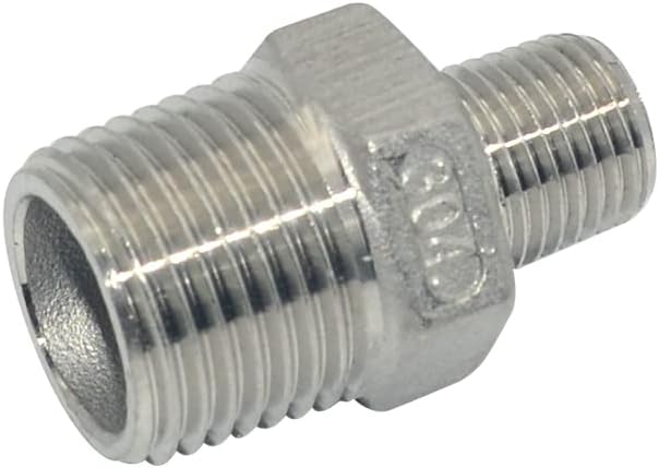 1/2" x 1/4" Male Threaded Reducing Nipple Fitting/Adapter, Stainless Steel - Image 4