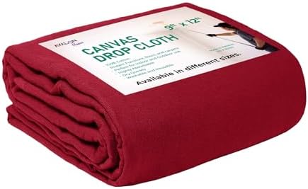 Canvas Drop Cloth for Painting 9x12 feet Pack of 1-8oz Painters Drop Cloths for by Unknown