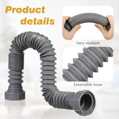 2 Pack Flexible Sink Drain Pipe, Expandable 1-1/2" P Trap Replacement Kit - Image 3