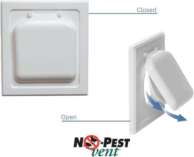 NO-PEST VENT Dual Door Dryer Vent Cover 4 Inch Outdoor, Made in USA, Highest - Image 5