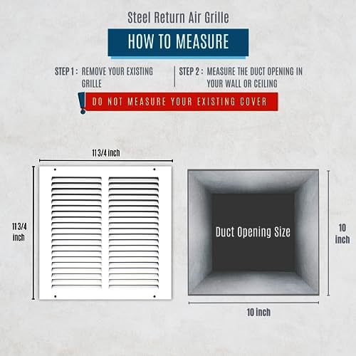 Fits 10x10 Duct Opening | Steel Return Air Grille by Handua | Vent Cover Grill - Image 3