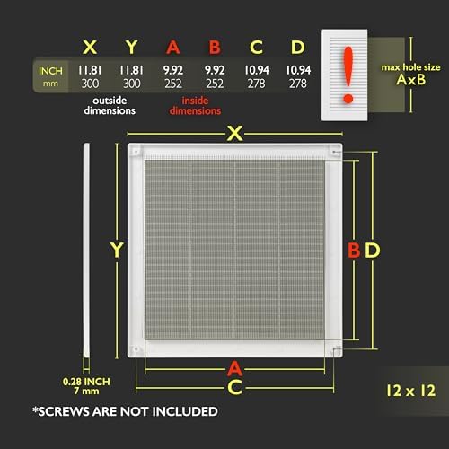 12 x 12 Inch White Air Vent Cover – Plastic Square Air Vent Grill Cover - Image 2