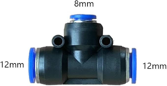 5 Pcs 12mm x 8mm x 12mm Pneumatic T Shaped 3 Way Tube Reducer Connector - Image 2