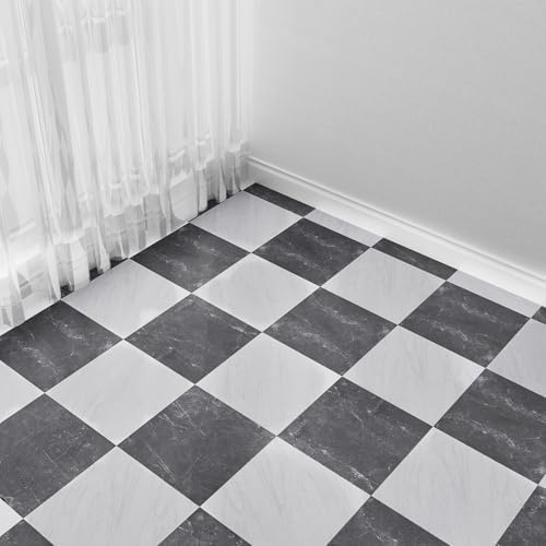 Peel and Stick Floor Tiles | Dark Gray Marble 30 Tiles - Image 5