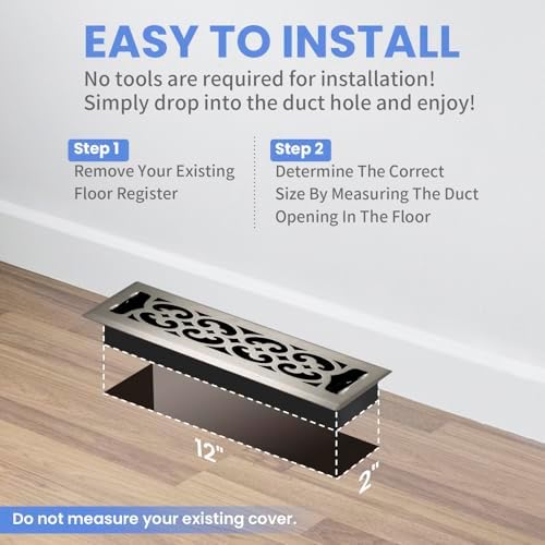 Howeall 2x12 Inches 2 Pack Heavy Duty Walkable Floor Register Easy Adjust Air - Image 6