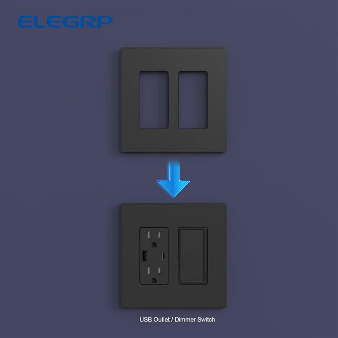 ELEGRP 2-Gang Screwless Decorative Wall Plates, Mid-Size 4.88" height x 4.94" - Image 5