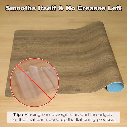 5' x 6.6' Wood Grain Vinyl Floor Mat Non-Slip, Easy Clean Vinyl Rug - Image 3