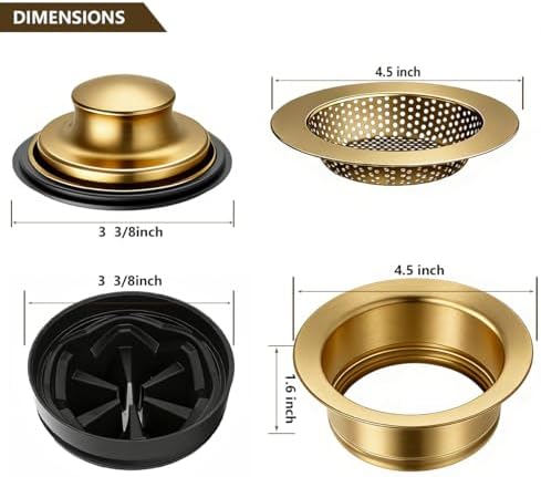 Garbage Disposal Flange 5-Piece Kit, 3.5" Putty-Free Leak-Proof Sink Stopper by - Image 2