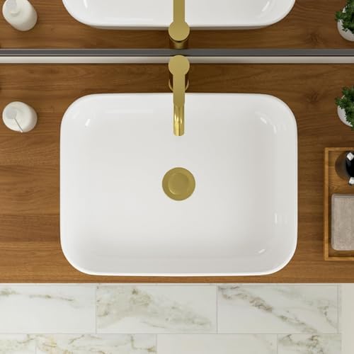 Logmey 19 Inch Bathroom Sink 19x15 Bathrooom Sinks White Vessel Sink Porcelain - Image 4