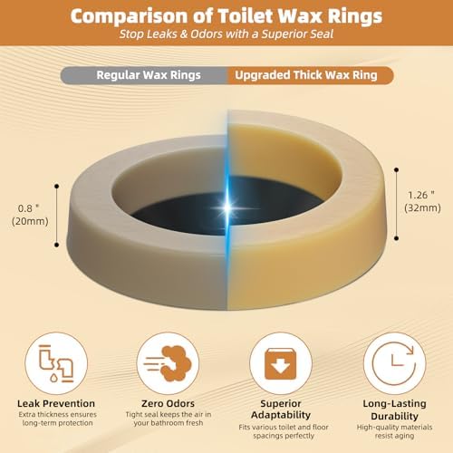 Hibbent Extra Thick Toilet Wax Ring Replacement Kit, Toilet Bolt Covers - Image 3