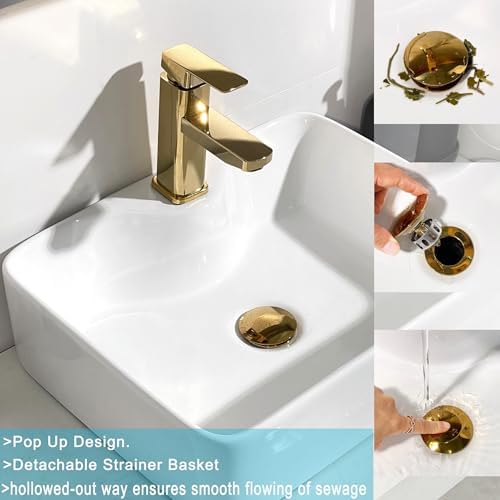 Rockgoya Bathroom Sink Drain, Pop Up Drain Assembly - Image 3