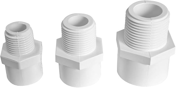 White 2-Way SCH40 PVC Male Adapter Pipe Fittings, 1/2IN pipe fittings - Image 6