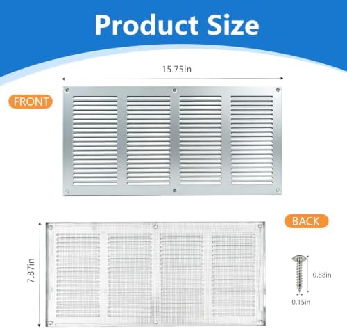 16X8 Vent Cover Steel Return Air Grilles - Image 4