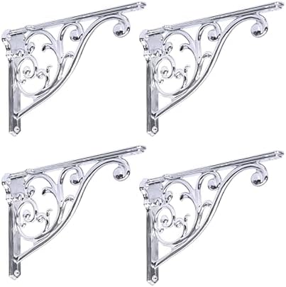 Shelf Brackets 4 Inch 4 Pack Heavy Duty Polished Chrome Wall Bracket Victorian by khtumeware