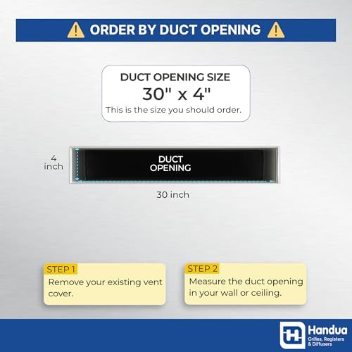 Fits 30x4 Hole | Aluminum Return Air Grille by Handua | Vent Cover Grill - Image 2