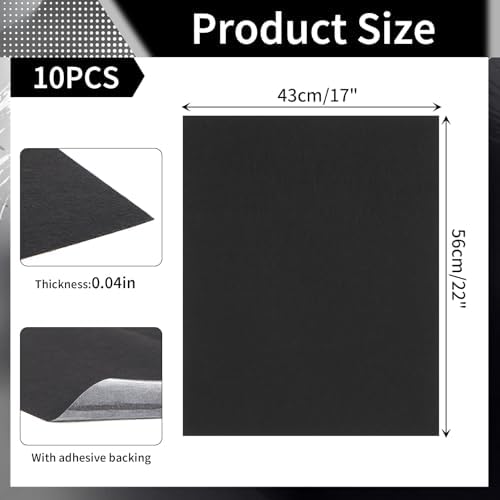 WILLBOND 10 Pcs Self Adhesive Disposable Car Floor Mats, Felt 17 x 22 Inch - Image 2