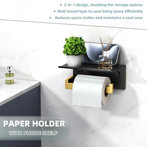 APLusee Black and Gold Toilet Paper Holder - Image 3