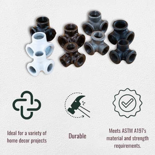 3/4" 3-WAY ELBOW Industrial Threaded Black Iron Pipe Fittings; Hammered Bronze - Image 6