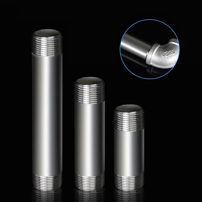 304 Stainless Steel Nipple Pipe Fitting 1/2" NPT X 1/2" NPT Male Thread Cast - Image 4