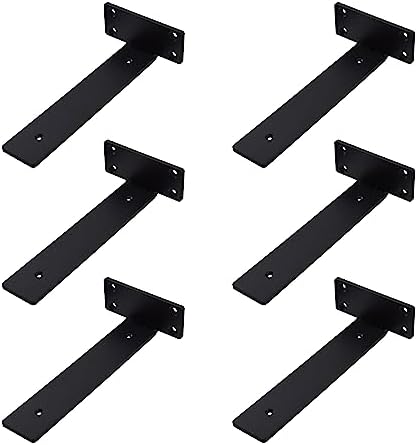 Heavy Duty Shelf Bracket 8 inch Metal Wall Mount Powder Coated 90 Degree Black by MTBEL